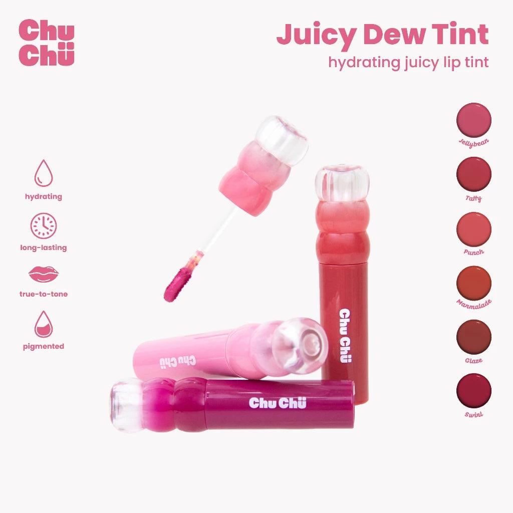 Chu Chu Beauty Velvet Blur Tint lip swatches in six wearable shades
